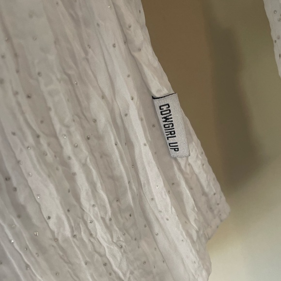 Cowgirl Up White Sparkle Button Up Western Shirt Size Medium - Picture 8 of 9